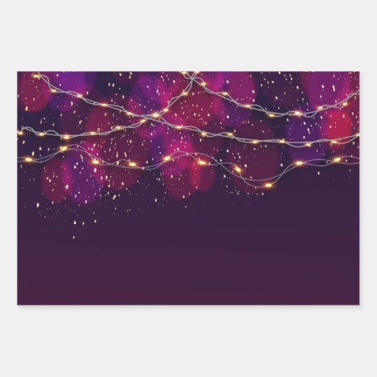 Rustikaler Lila Gradient Gold Neon Lighting Gesche Geschenkpapier Set (Vorderseite 2)