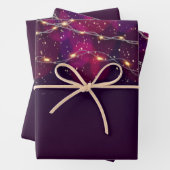 Rustikaler Lila Gradient Gold Neon Lighting Gesche Geschenkpapier Set (Beispiel)