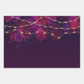 Rustikaler Lila Gradient Gold Neon Lighting Gesche Geschenkpapier Set (Vorderseite)