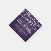 Rustikaler Lila Herr und Frau Wedding Napkins Serviette (Ecke)
