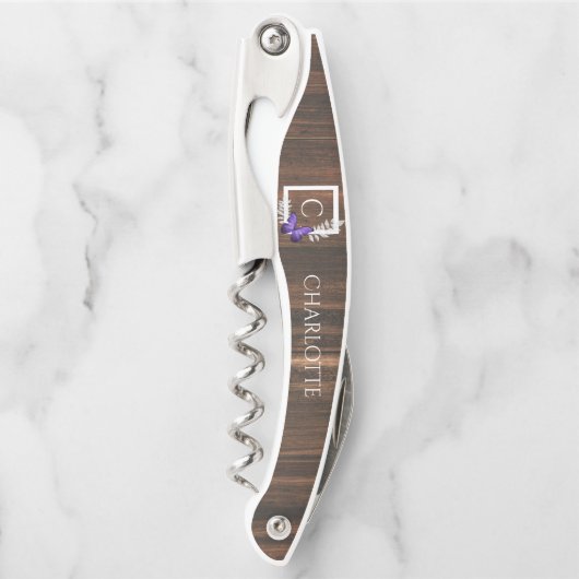 Rustikaler Lila Schmetterling-Korkenzieher Kellnermesser (Vorderseite)