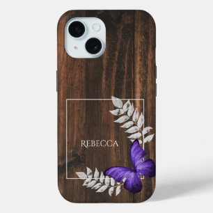 Rustikaler Lila Schmetterling Personalisiert Case-Mate iPhone Hülle
