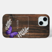 Rustikaler Lila Schmetterling Personalisiert Case-Mate iPhone Hülle (Rückseite (Horizontal))