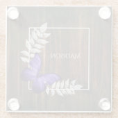 Rustikaler Lila Schmetterling Personalisiert Glass Glasuntersetzer (Rückseite)