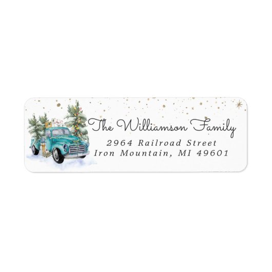 Rustikaler LKW | Christmas Return Address Label (Vorne)