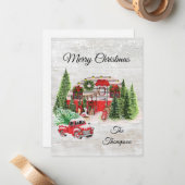 Rustikaler LKW niedliche Kalligraphie Xmas Mitteilungskarte (Vorderseite/Rückseite Beispiel)