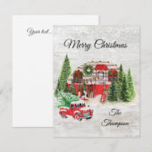 Rustikaler LKW niedliche Kalligraphie Xmas Mitteilungskarte (Vorne/Hinten)