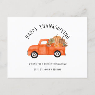 Rustikaler LKW Pumpkin Happy Thanksgiving Feiertagspostkarte