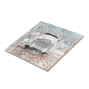 Rustikaler Lkw Vintag-weißgraue Retro gestört Fliese