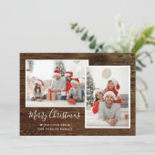 Rustikaler Look Drei Foto Frohe Weihnachten (Stehend Vorderseite)