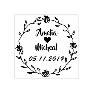 Rustikaler Lorbeer-Land-Kranz Hochzeit Save the Da Gummistempel