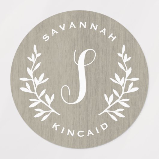 Rustikaler Lorbeerkranz Etiketten (Design 1)