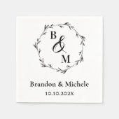 Rustikaler Lorbeerkranz-Monogramm-Hochzeit Serviette (Vorderseite)