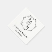 Rustikaler Lorbeerkranz-Monogramm-Hochzeit Serviette (Ecke)