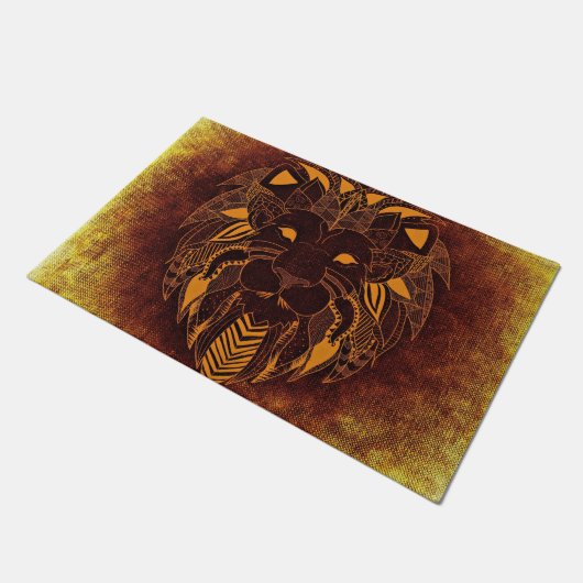 Rustikaler Löwenkopf Fußmatte (Schrägansicht)