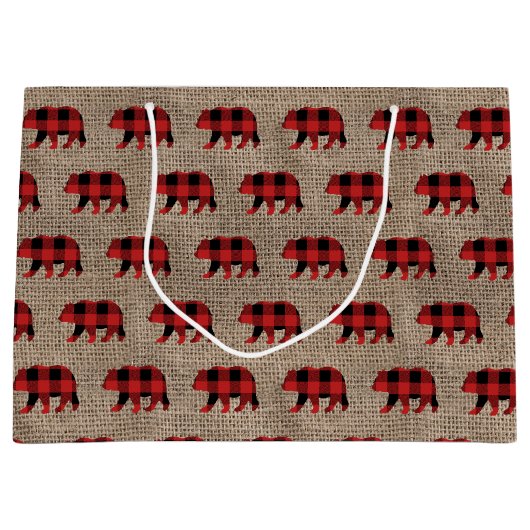 Rustikaler Lumberjack-Imitat Große Geschenktüte (Vorderseite)