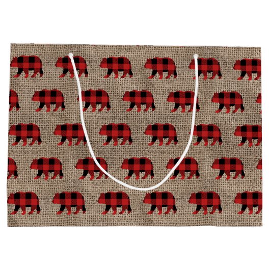 Rustikaler Lumberjack-Imitat Große Geschenktüte (Rückseite)