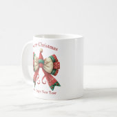 Rustikaler, lustiger Weihnachtsbogen mit Elfen Kaffeetasse (Vorderseite Links)