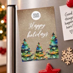 Rustikaler Magnet mit Logo Weihnachtsbaum Unterneh