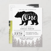 Rustikaler Mama-Bär | Babydusche Einladungspostkarte (Vorne/Hinten)