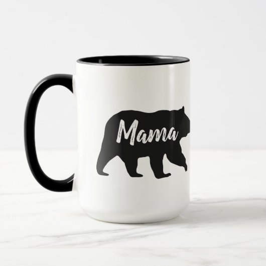 Rustikaler Mama-Bär Einfache Schwarz-Weiß-Kaffee-T Tasse (Links)