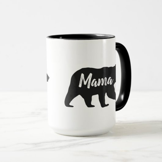 Rustikaler Mama-Bär Einfache Schwarz-Weiß-Kaffee-T Tasse (VorderseiteRechts)