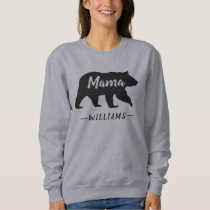 Rustikaler Mama Bär Grau Schwarz Monogramm Name Sweatshirt