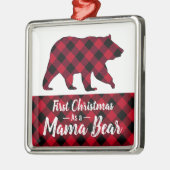 Rustikaler Mama Bär Red Buffalo Kariert Ornament Aus Metall (Links)