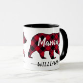 Rustikaler Mama Bear Red Buffalo Kariert Monogramm Tasse (VorderseiteRechts)