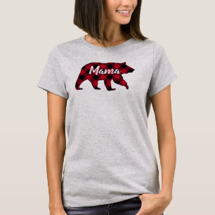 Rustikaler Mama Bear Red Buffalo Kariert T-Shirt