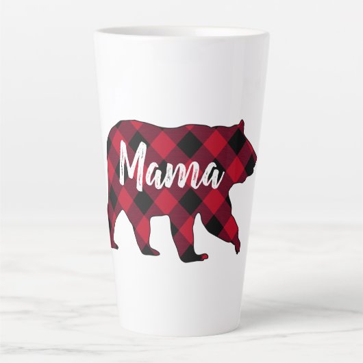 Rustikaler Mama Bear Red Buffalo Karierte Latte Ta Milchtasse (Vorderseite)