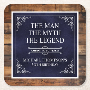 Rustikaler Mann Mythos Legende 50. Geburtstag Navy Rechteckiger Pappuntersetzer