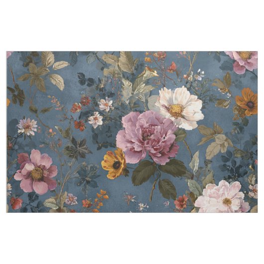 Rustikaler marineblauer botanischer eleganter Vint Stoff (Yard (91,4 cm))