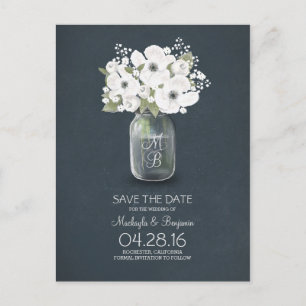 Rustikaler Mason Jar Baby Atem Save the Date Ankündigungspostkarte