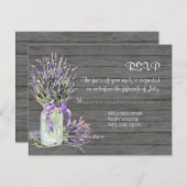 Rustikaler Mason Jar Lace in Lavender Floral RSVP Karte (Vorne/Hinten)