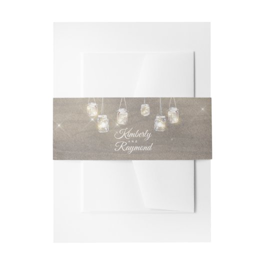 Rustikaler Mason Jar Lights Einladungsbanderole (Vorderseite Beispiel)