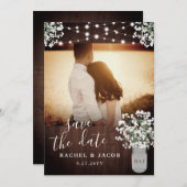 Rustikaler Mason Jar Lights Hochzeit Speichern Sie Save The Date (Vorne/Hinten)