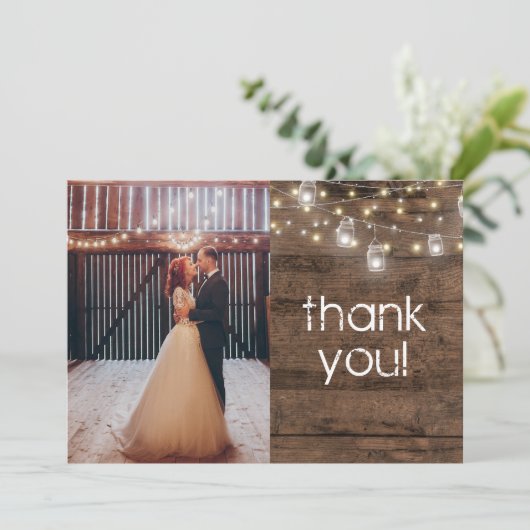 Rustikaler Mason Jar Lights Moderne Dankeskarte (Stehend Vorderseite)