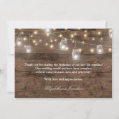 Rustikaler Mason Jar Lights Moderne Dankeskarte (Rückseite)