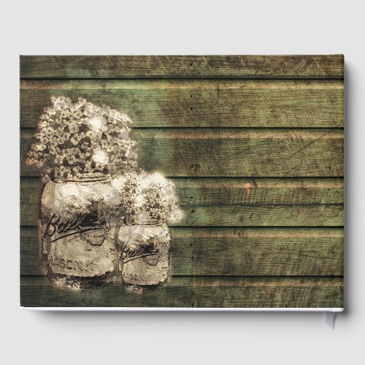 Rustikaler Mason Jar mit Babys Atem Gästebuch (Rückseite)