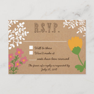 Rustikaler Mason Jar mit Blume auf Papier UAWG RSVP Karte
