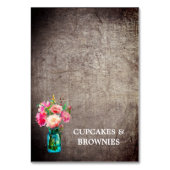 Rustikaler Mason Jar mit Blume Food Zelt Cards Tischnummer (Vorderseite)