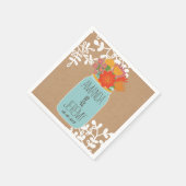 Rustikaler Mason Jar mit Blume zum Papier Serviette (Ecke)