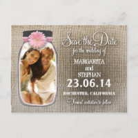 Rustikaler Mason Jar mit Ihrem Foto Save the Date