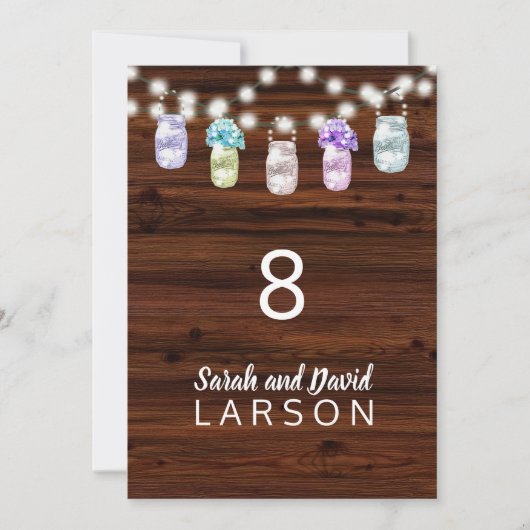 Rustikaler Mason Jar mit lichtdurchfluteten Hochze Einladung (Vorderseite)