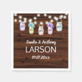 Rustikaler Mason Jar mit Lichtern Hochzeiten Napki Serviette (Vorderseite)