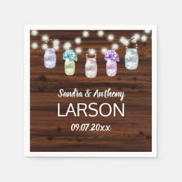 Rustikaler Mason Jar mit Lichtern Hochzeiten Napki Serviette