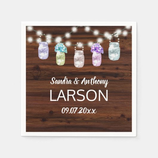 Rustikaler Mason Jar mit Lichtern Hochzeiten Napki Serviette (Vorderseite)