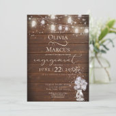 Rustikaler Mason Jar String Lights the BarefootBri Einladung (Stehend Vorderseite)