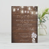 Rustikaler Mason Jar String Lights the BarefootBri Einladung (Stehend Vorderseite)